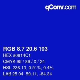 カラーコード: RGB 8.7 20.6 193 | qconv.com