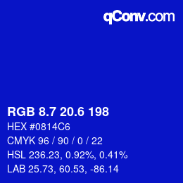 カラーコード: RGB 8.7 20.6 198 | qconv.com