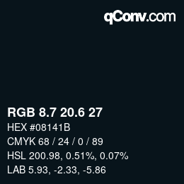 カラーコード: RGB 8.7 20.6 27 | qconv.com