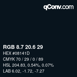 カラーコード: RGB 8.7 20.6 29 | qconv.com