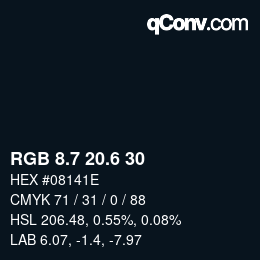 カラーコード: RGB 8.7 20.6 30 | qconv.com