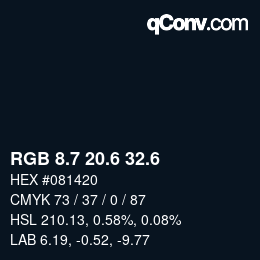カラーコード: RGB 8.7 20.6 32.6 | qconv.com