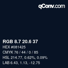 カラーコード: RGB 8.7 20.6 37 | qconv.com