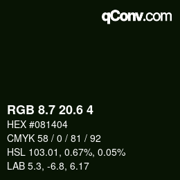 カラーコード: RGB 8.7 20.6 4 | qconv.com