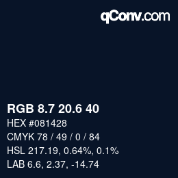 カラーコード: RGB 8.7 20.6 40 | qconv.com