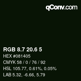 カラーコード: RGB 8.7 20.6 5 | qconv.com