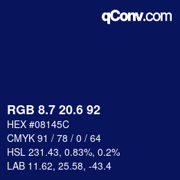 カラーコード: RGB 8.7 20.6 92 | qconv.com