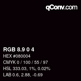 Color code: RGB 8.9 0 4 | qconv.com