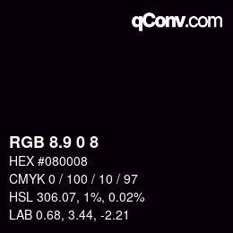 カラーコード: RGB 8.9 0 8 | qconv.com