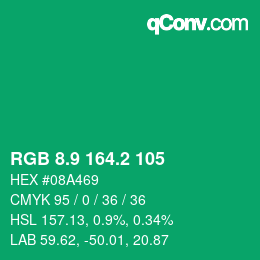 カラーコード: RGB 8.9 164.2 105 | qconv.com