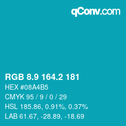 カラーコード: RGB 8.9 164.2 181 | qconv.com