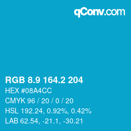 カラーコード: RGB 8.9 164.2 204 | qconv.com