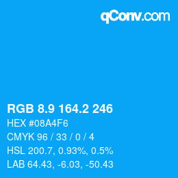 Color code: RGB 8.9 164.2 246 | qconv.com