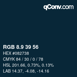 カラーコード: RGB 8.9 39 56 | qconv.com