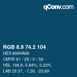 Color code: RGB 8.9 74.2 104 | qconv.com