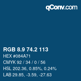 Color code: RGB 8.9 74.2 113 | qconv.com