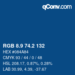Color code: RGB 8.9 74.2 132 | qconv.com