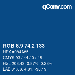 Color code: RGB 8.9 74.2 133 | qconv.com