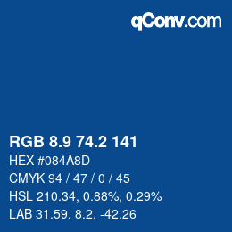 Color code: RGB 8.9 74.2 141 | qconv.com
