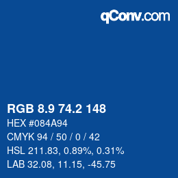 Color code: RGB 8.9 74.2 148 | qconv.com