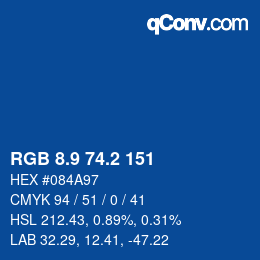 Color code: RGB 8.9 74.2 151 | qconv.com