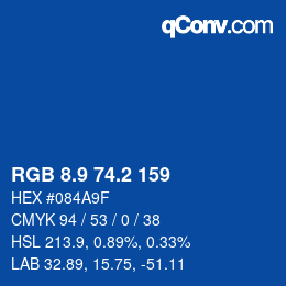 カラーコード: RGB 8.9 74.2 159 | qconv.com
