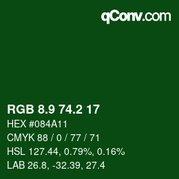 カラーコード: RGB 8.9 74.2 17 | qconv.com