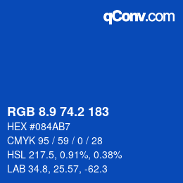 Color code: RGB 8.9 74.2 183 | qconv.com