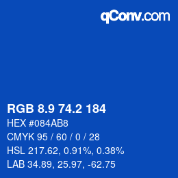 Color code: RGB 8.9 74.2 184 | qconv.com