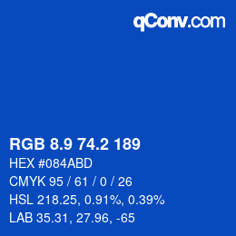 Color code: RGB 8.9 74.2 189 | qconv.com