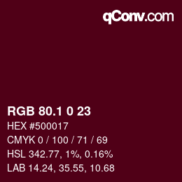 カラーコード: RGB 80.1 0 23 | qconv.com