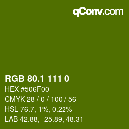 カラーコード: RGB 80.1 111 0 | qconv.com