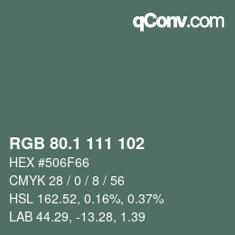 カラーコード: RGB 80.1 111 102 | qconv.com