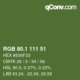 カラーコード: RGB 80.1 111 51 | qconv.com