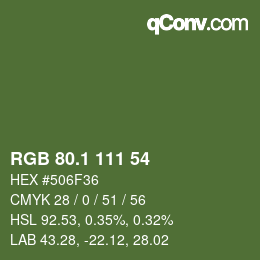 カラーコード: RGB 80.1 111 54 | qconv.com