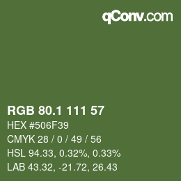 カラーコード: RGB 80.1 111 57 | qconv.com