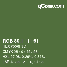 カラーコード: RGB 80.1 111 61 | qconv.com