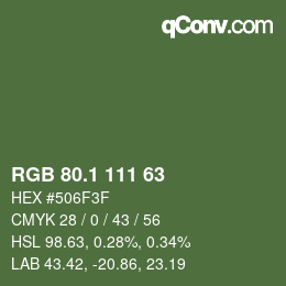 カラーコード: RGB 80.1 111 63 | qconv.com