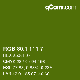 カラーコード: RGB 80.1 111 7 | qconv.com