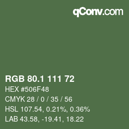 Color code: RGB 80.1 111 72 | qconv.com