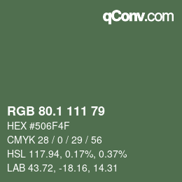 カラーコード: RGB 80.1 111 79 | qconv.com