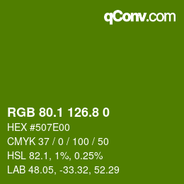 カラーコード: RGB 80.1 126.8 0 | qconv.com