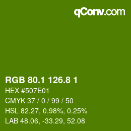 カラーコード: RGB 80.1 126.8 1 | qconv.com