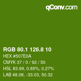 カラーコード: RGB 80.1 126.8 10 | qconv.com