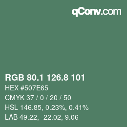 カラーコード: RGB 80.1 126.8 101 | qconv.com