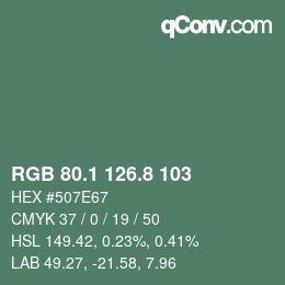 カラーコード: RGB 80.1 126.8 103 | qconv.com