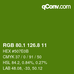 カラーコード: RGB 80.1 126.8 11 | qconv.com