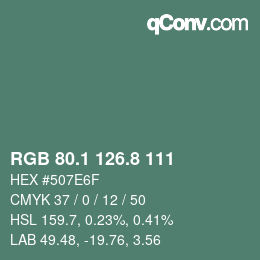 Color code: RGB 80.1 126.8 111 | qconv.com