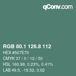 Color code: RGB 80.1 126.8 112 | qconv.com