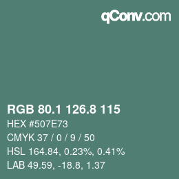 Color code: RGB 80.1 126.8 115 | qconv.com